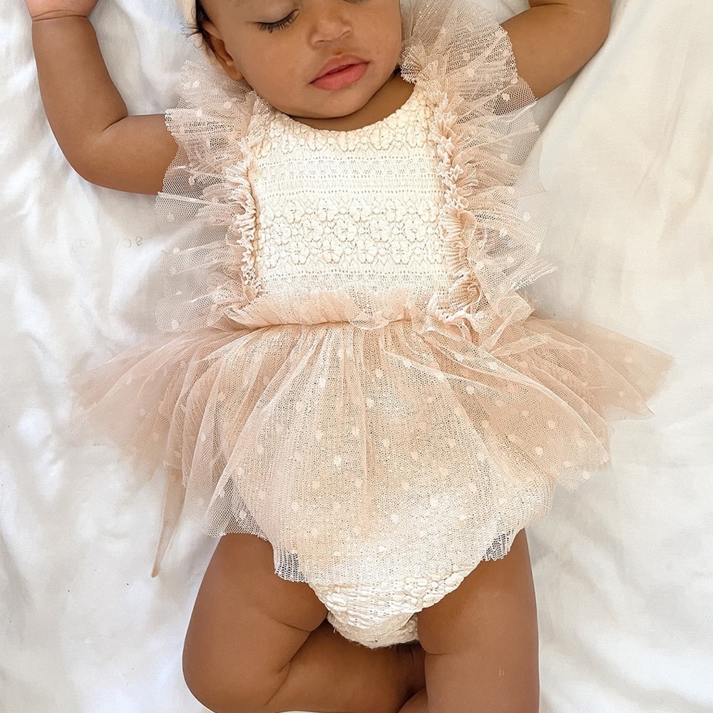 NWT Before & Ever SUMMER SANDS ruffle romper 12-18